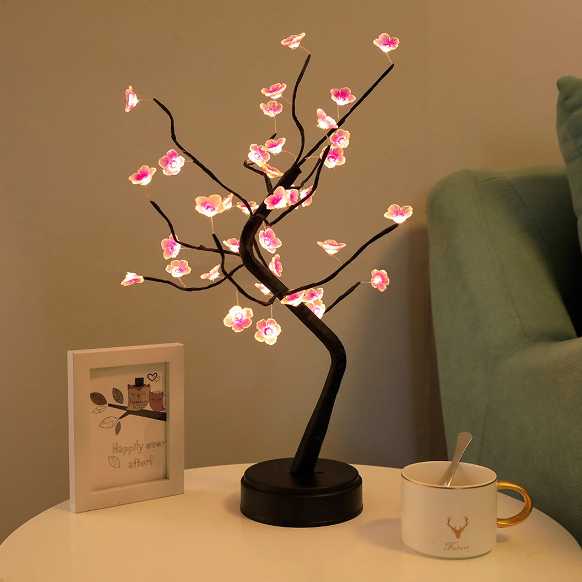 LED Night Light Tree Bonsai Lamp Eid Table Light for Home Party Bedroom Desk Decorati Ambient Lamp Waterproof Lighting Fixtures