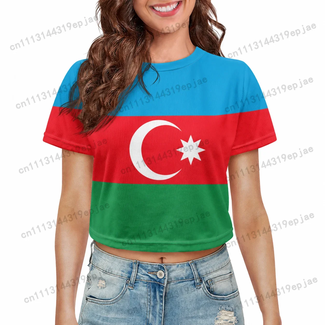 Barbados Belize National Flag Eagle Print Crop Tops Women Short Sleeve O-neck Casual Streetwear Y2K Green Summer T-shirt