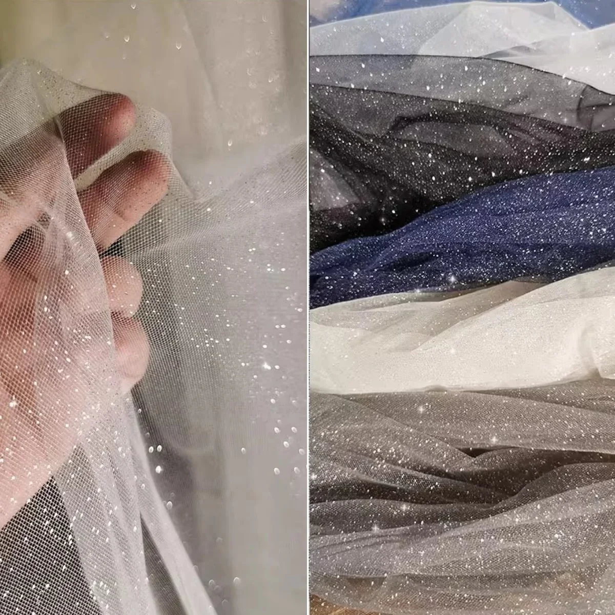 ホットスタンプパウダーコーティング、キラキラメッシュ縫製、ふわふわスカート、DIY撮影装飾、ウェディング背景、デザイナー生地