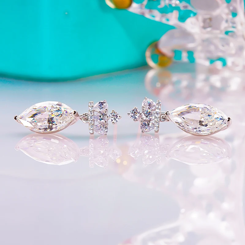 FENTTECI New Pt950 Platinum Drop Earrings for Women Studs Earrings High Carbon Diamond Fine Jewelry Luxury Flash Wedding Party