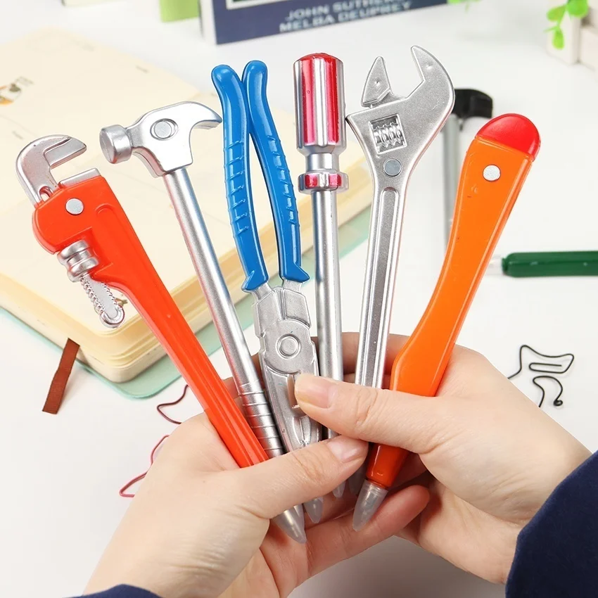 3Pcs Simulation Hardware Tool Ballpoint Pen Creative Vise Hammer Hand Knife Shaped Stationery Office School Daily Supplies