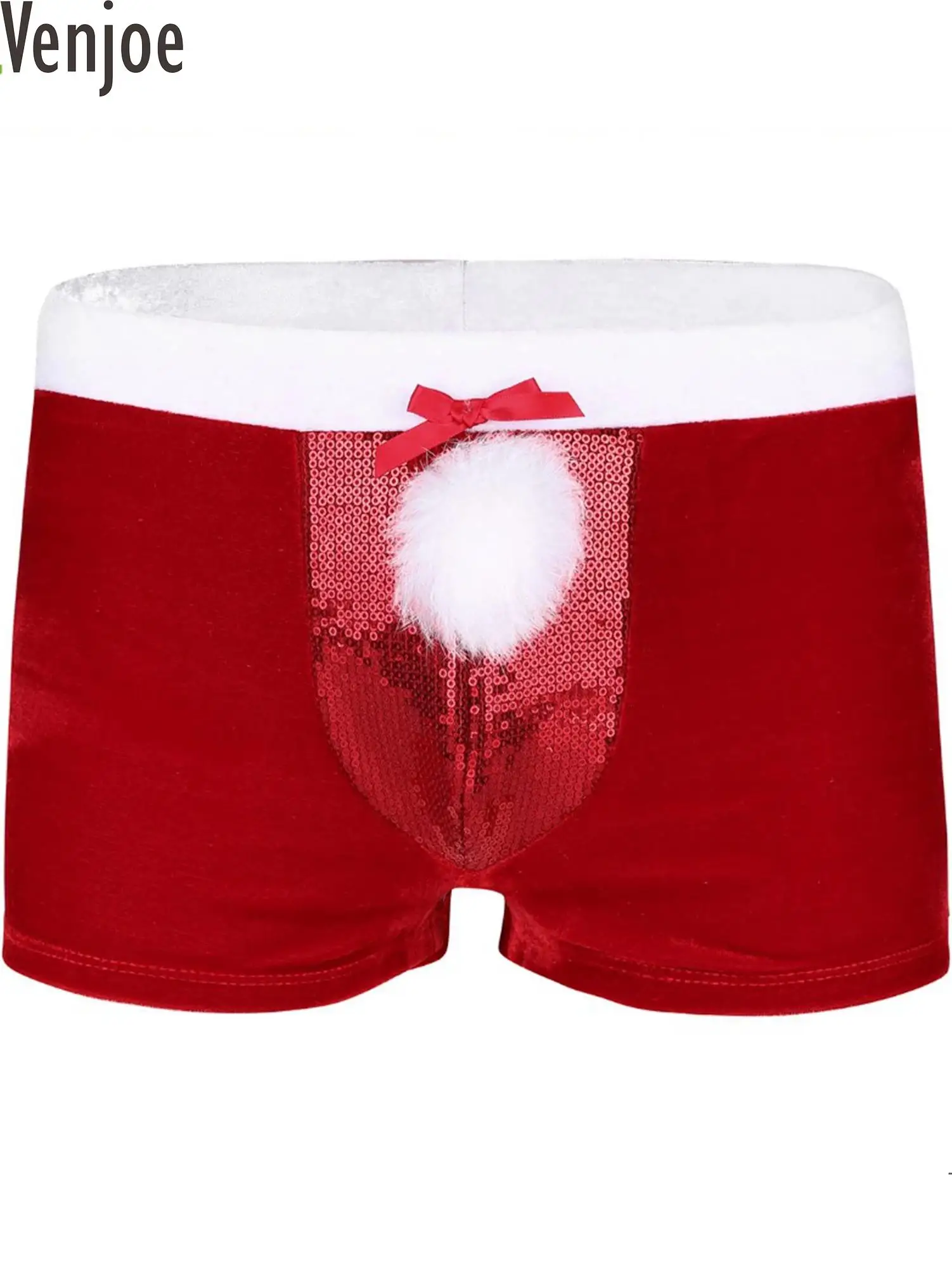 Mens Lingerie Red Velvet Christmas Cosplay Costume Holiday Boxer Shorts Xmas Santa Claus Underwear New Year Party Underpants