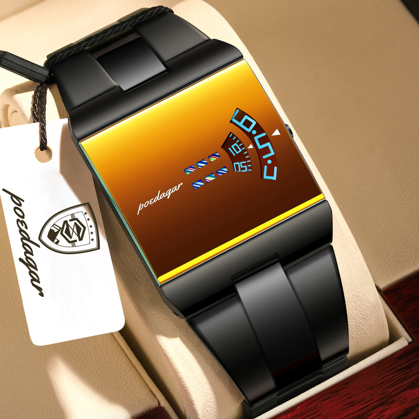 POEDAGAR Original Fashion Man Watch Stainless Steel Waterproof Military Man Clock Casual High Quality Quartz Men's Watches Reloj