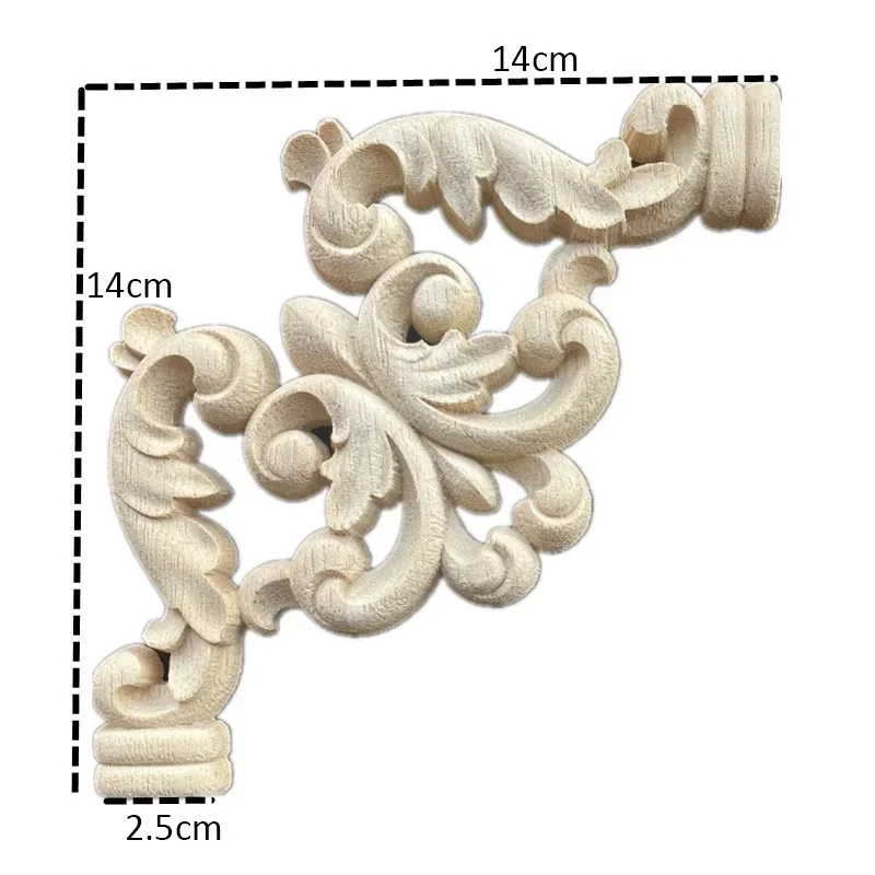 14cm Furniture Craft Carving Decoration Accessories Modern Maison Wood Wooden Applique Decal Corner Onlay Frame for Vintage Home