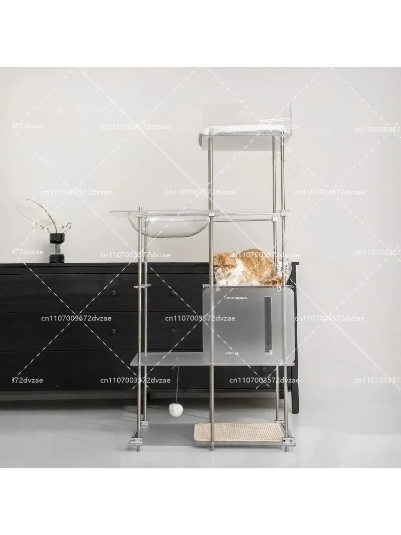 

The multi-layer cat climbing frame has a metal design, and the acrylic enlarges the cat nest, which is minimalist,