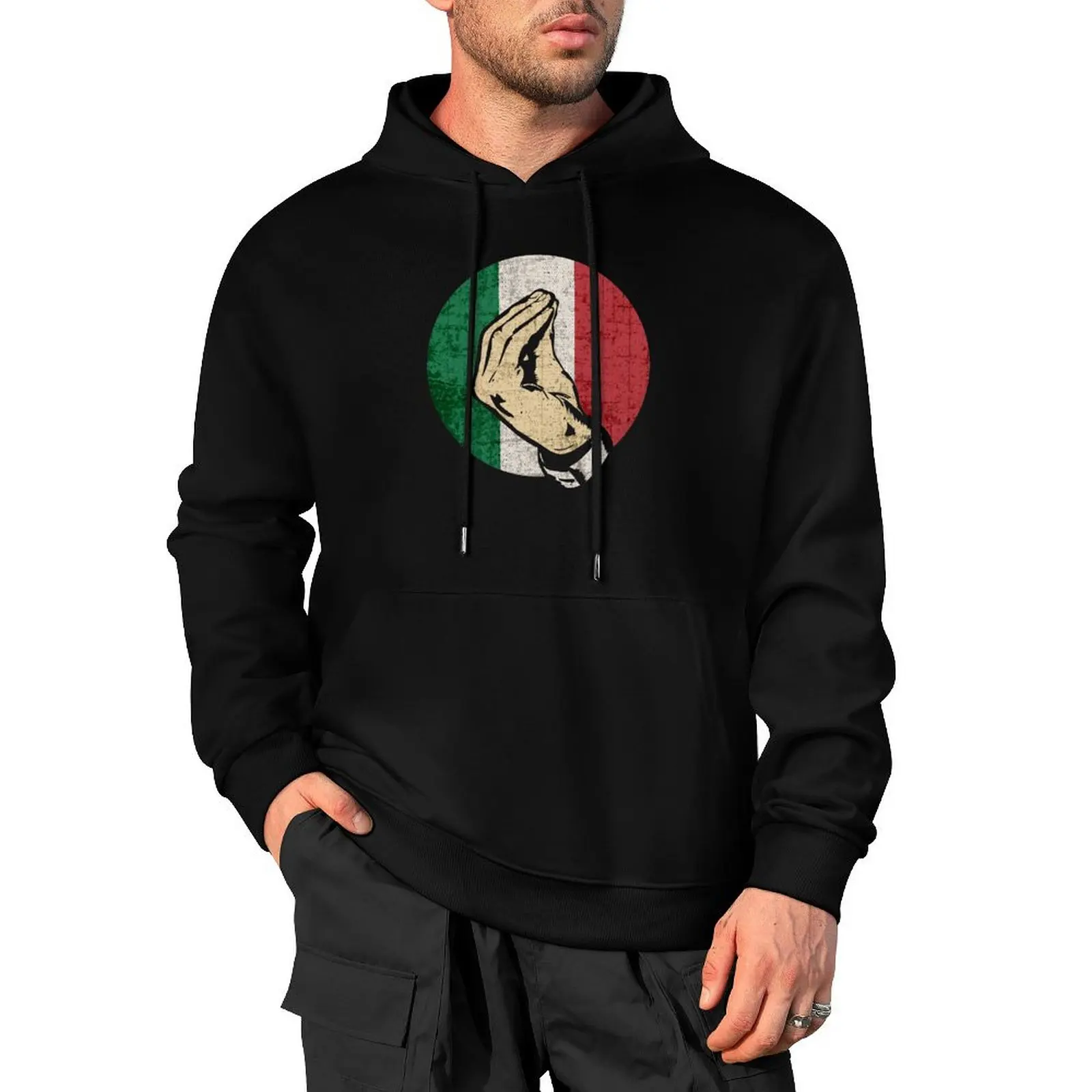 

Italian Hand Gesture Sing Language Funny Italy Flag Vintage Pullover Hoodie men's clothes men's coat new in hoodies and blouses