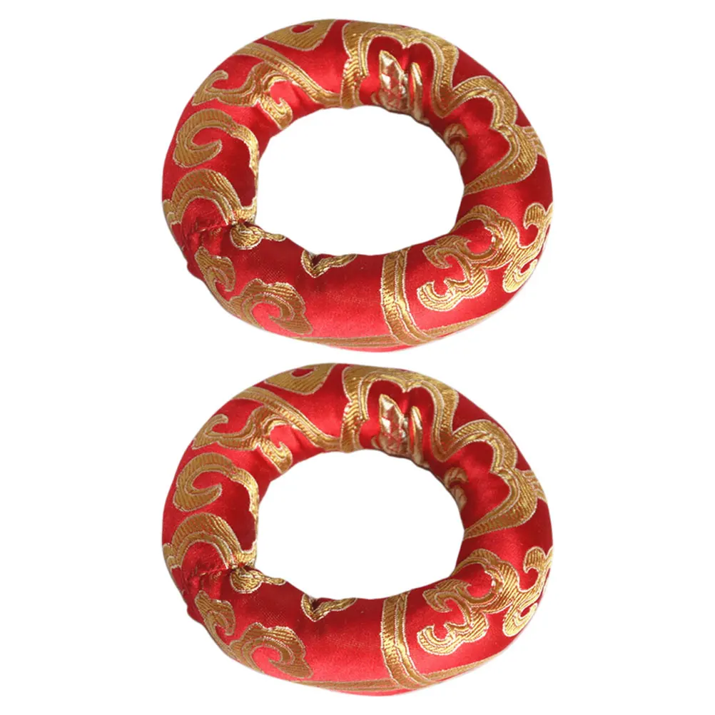 

2pcs Handcrafted Embroidery Sound Cushion For Tibetan Singing Bowl Cotton Support Pad Enhancing Resonance O Shape Design Easy