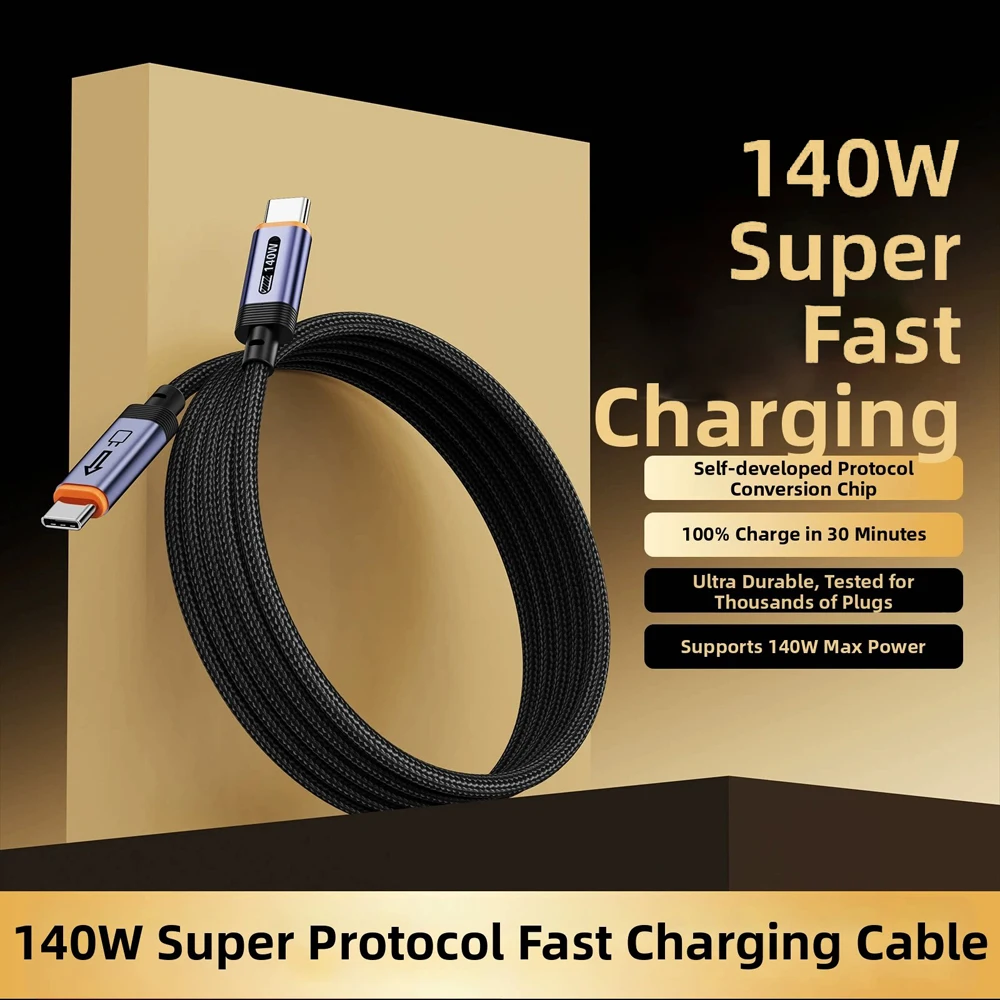 

140W USB C To Type C Cable PD Fast Charging Data Cord For iPhone 15 16 17 Samsung Xiaomi Huawei USB Type C Quick Charge Wire