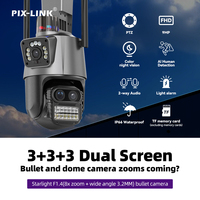 9MP WiFi Camera 3 Lens Dual Screen 4K Security Protection Cam 8X Zoom Surveillance Auto Tracking CCTV Camera PIX-LINK P11-90