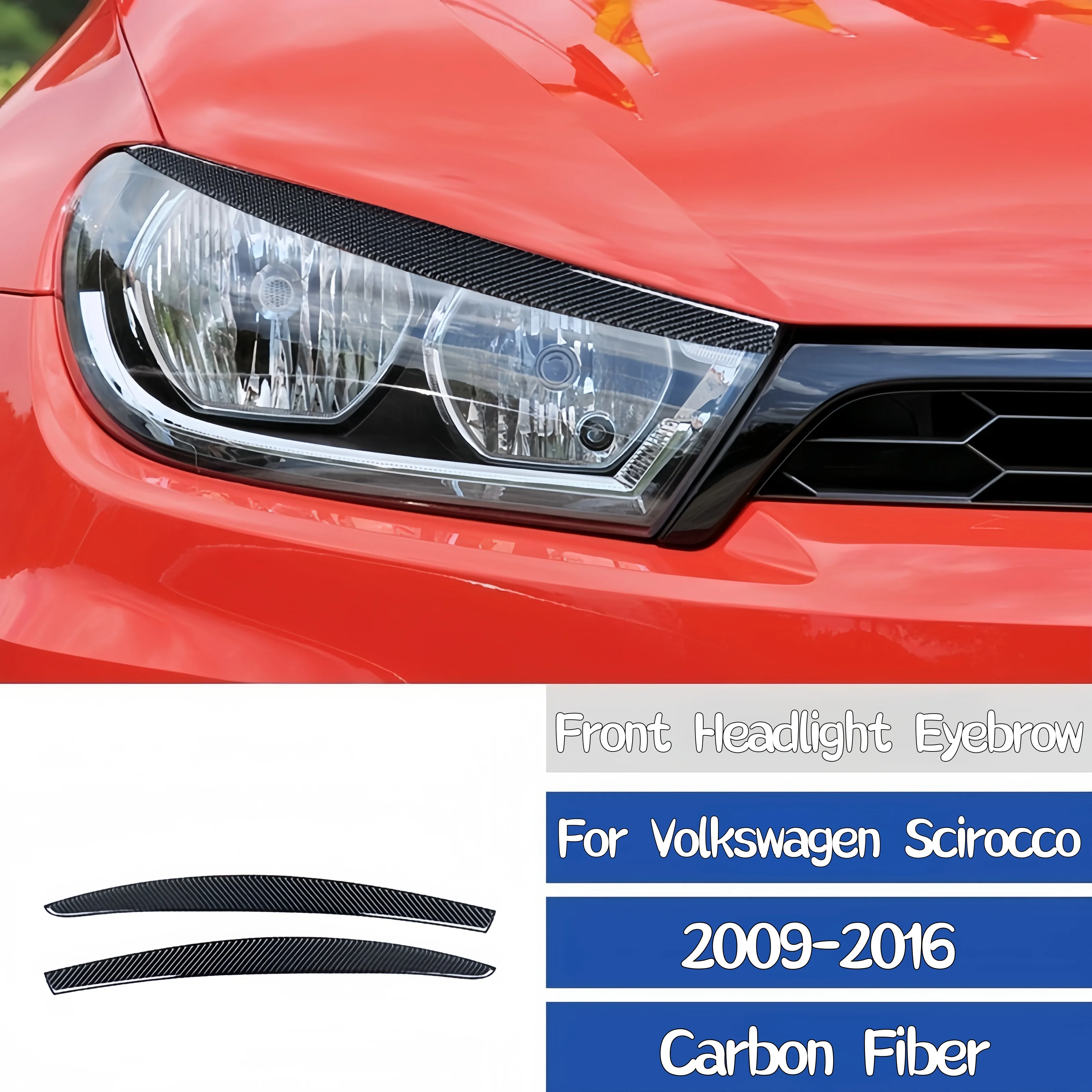 

For Volkswagen Scirocco 2009-2016 Accessories Carbon Fiber Car Front Headlight Eyebrows Eyelid Cover Protective Trim Stickers