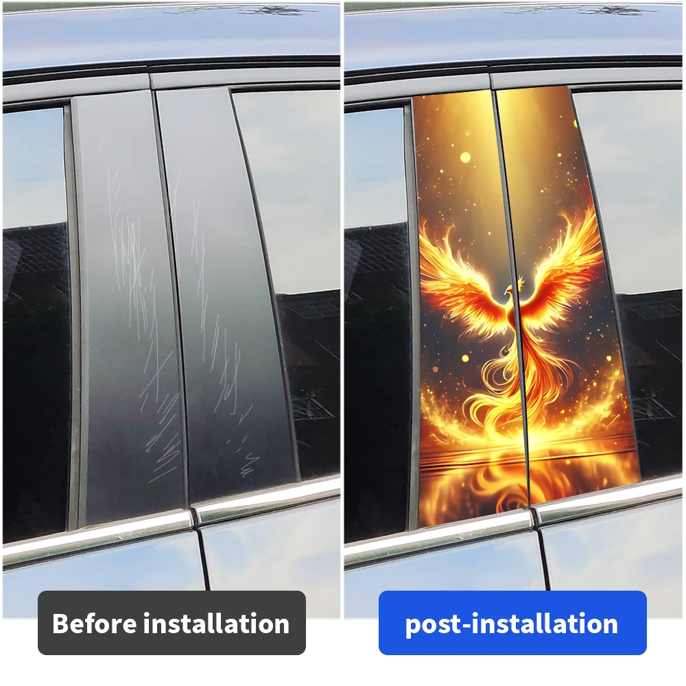 Beautiful Phoenix Car Stickers Car B-pillar Decal Waterproof Stickers Auto Center Pillar Sticker Cover Scratches Vehicle Decor