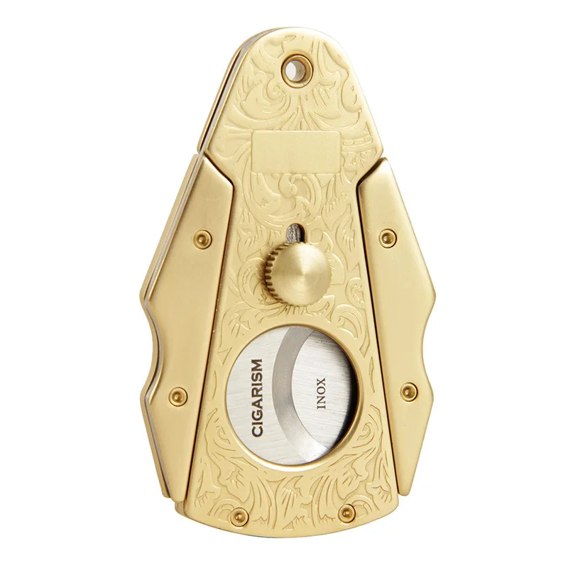 

Luxury Carved Cigar Cutter Sharp Portable Cigar Cutter Guillotine Stainless Steel Cigar Scissors Pocket Tobacco Cutter With Box