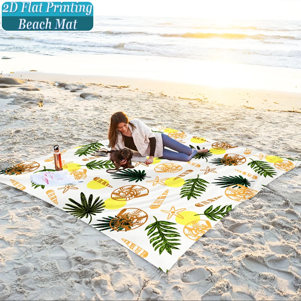 1-Piece Set, Summer Outdoor Beach Mat, Includes 4 Ground Stakes, Unique Printed Design, Fade-Resistant, Lightweight, Quick-Drying, Easy to Carry, Windproof and Sandproof, Fashionable and Trendy Outdoor Activity Decoration, Suitable for Beach, Camping, Picnics, Parties