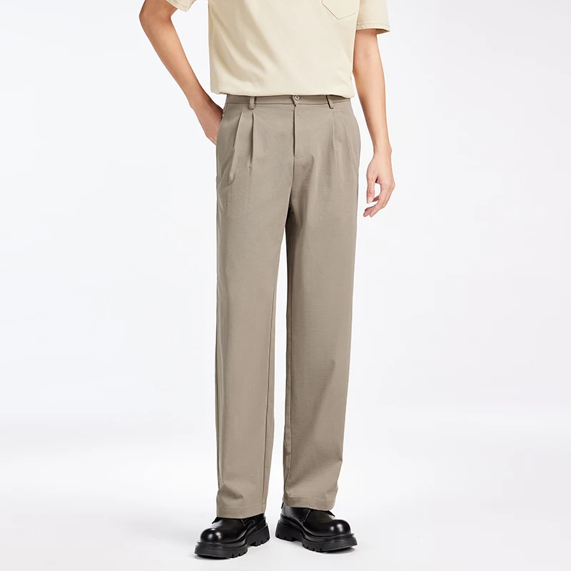 

Men's New Skin Friendly Easy To Maintain Business Casual Trousers Fashion Versatile Loose Comfortable Simple Straight Leg Pants