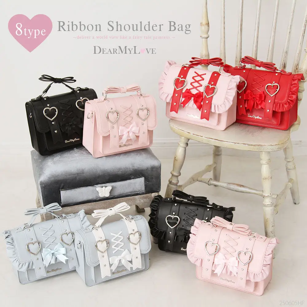 Japanese Original Bud Sweet and Cute Lolita Frilly Bow Shoulder Bag Women's Two-dimensional Large Food Amount Crossbody Lta Bag