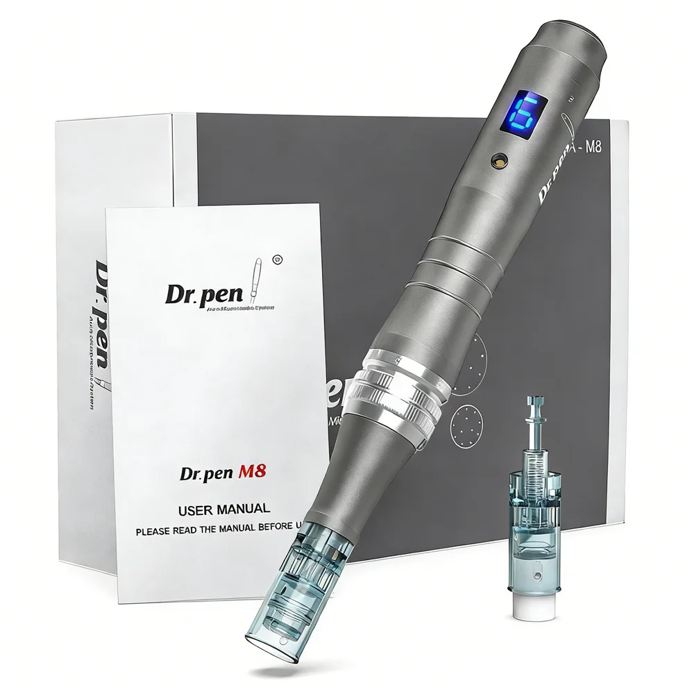 nouveau-stylo-de-micro-aiguilletage-authentique-dr-pen-ultima-m8-avec-2-cartouches-d'aiguilles-soin-du-visage-stylo-derma-sans-fil-machine-de-beaute