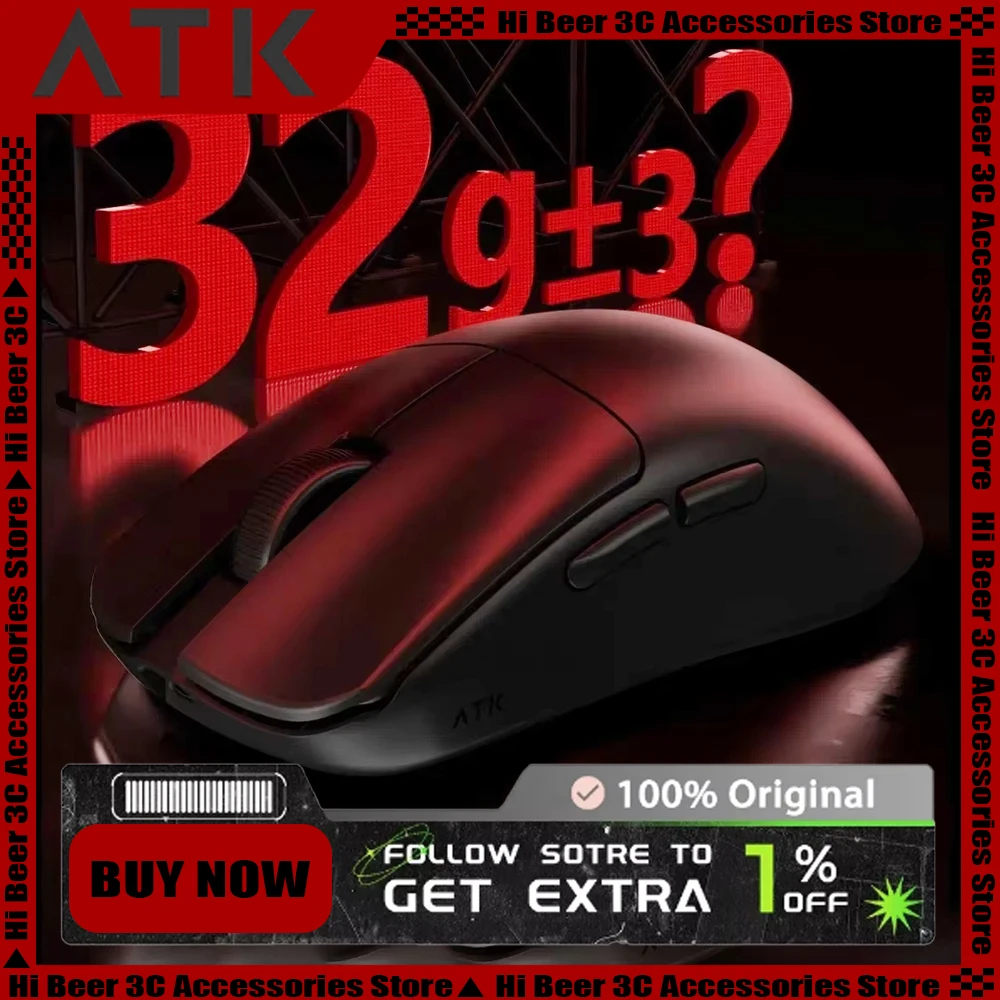 

New ATK Blazing Sky F1 Extreme Mouse Double 8K PAW3950 Liekong F1 FPS Wireless Gaming Mouse Lightweight Low Delay Pc Gamer Gifts