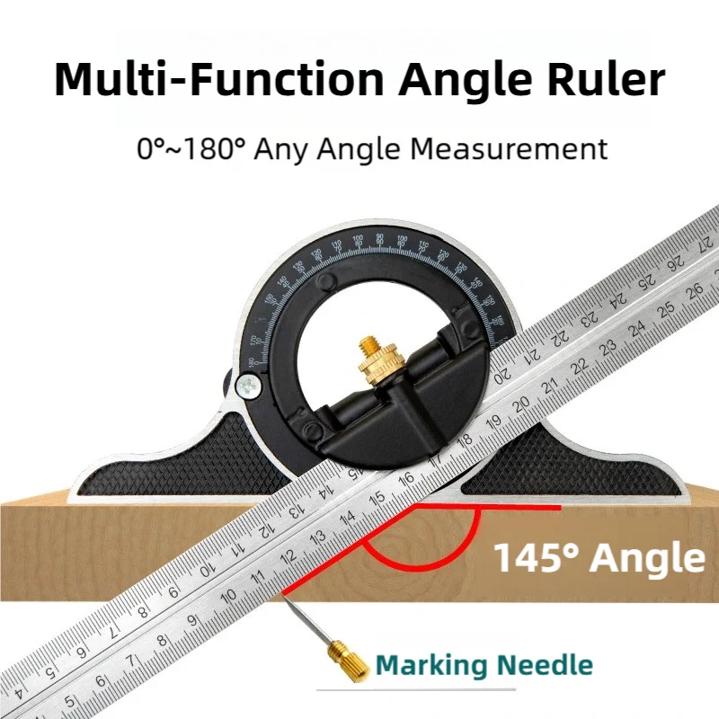Multifunctional Combination Angle Ruler High-Precision Stainless Steel 90° Level Square Carpenter's Dedicated Protractor Tool