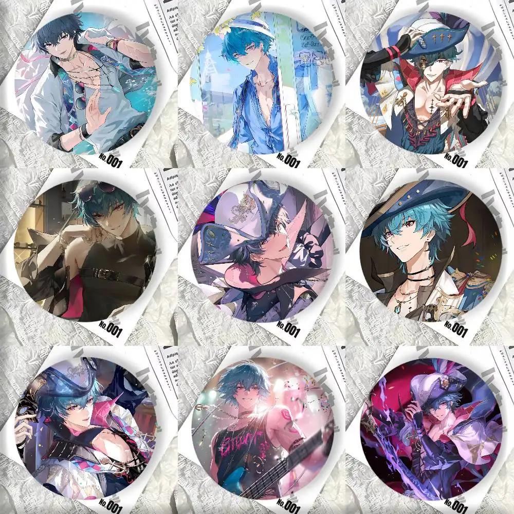 Anime Game Cool Boy Wuthering Waves Brant Badges 44 58 75 mm Round Cosplay Pin Bag Decor Fans Collect Friends Gifts Brooch