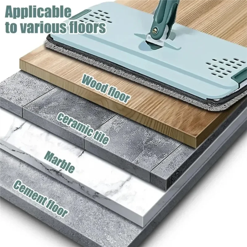 L68A Flat Squeeze Mop With Bucket Hand Free Wringing Floor Cleaning Mop Microfiber Mop Pads Wet Or Dry Usage On Hardwood
