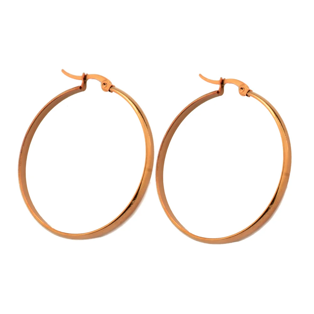BTEN Stainless Steel Hoop Earrings For Women Round Circle Hoop Earring Pop Fashion Ear Piercing Jewelry Black/Silver Color