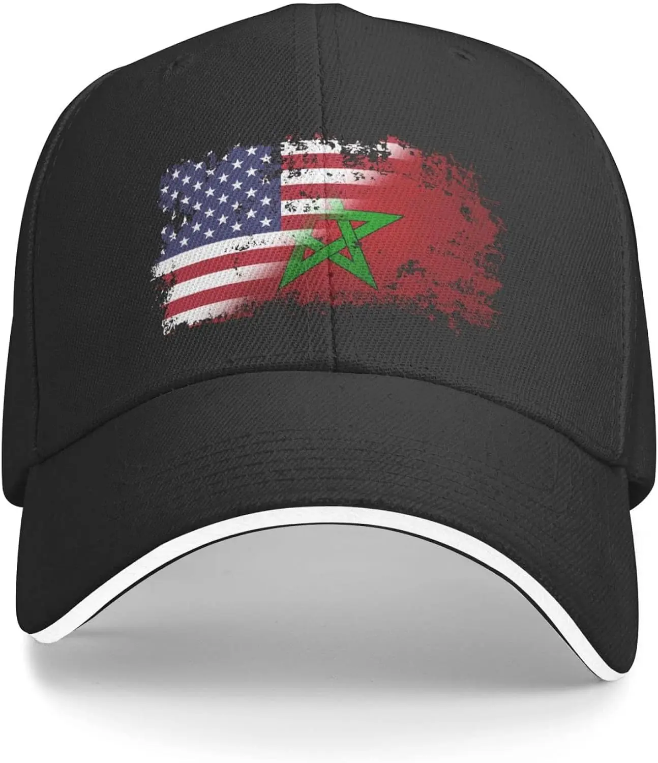 Moorish American America Amexem Moroccan Flag Hat Adult Adjustable Mountaineering Classic Washed Casquette Cap Hat for Outdoor