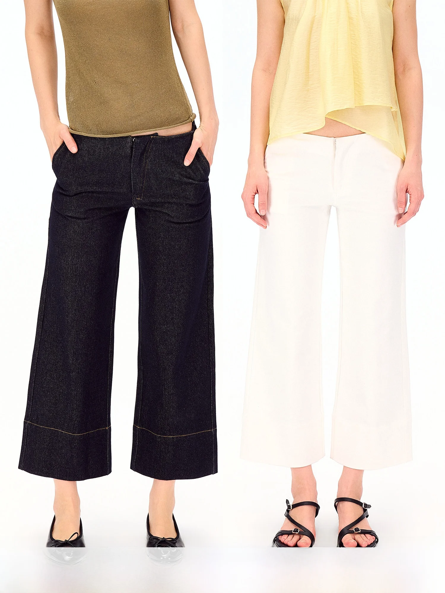 Curri And Women's Slim Fit Cotton Straight Leg Pants No Waistband Nine Points Casual Trousers Anti-Wrinkle Fashionable