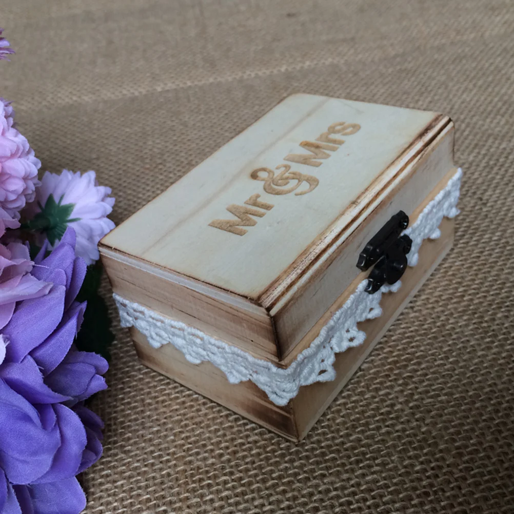 

Rustic Wooden Ring Box Mr Mrs Design Engagement Wedding Bearer Holder Chic Choice Maximum Endurance Not Easy to Mould