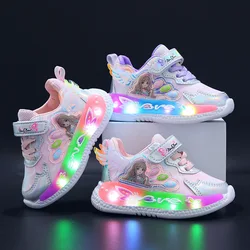 Children's LED Light Shoes Cartoon Girls' Princess Shoes Autumn New Comfortable Soft Sole Kids Casual Sports Shoes