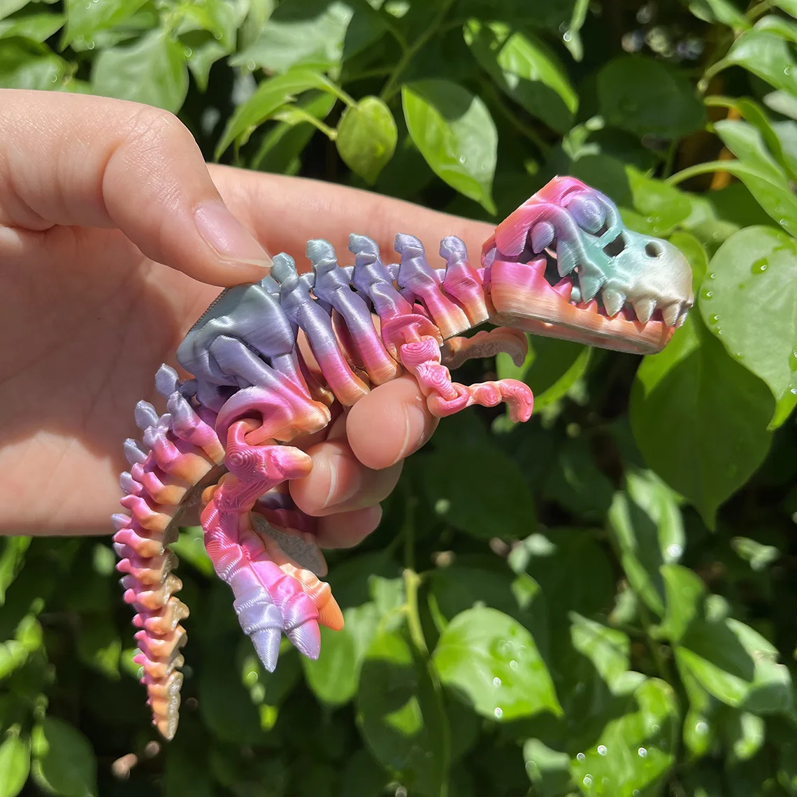 Flexi T-Rex Skeleton, 3D Printed Fidget, Articulated Dinosaur, Collectable Dino Figure, Sensory Toy Gift