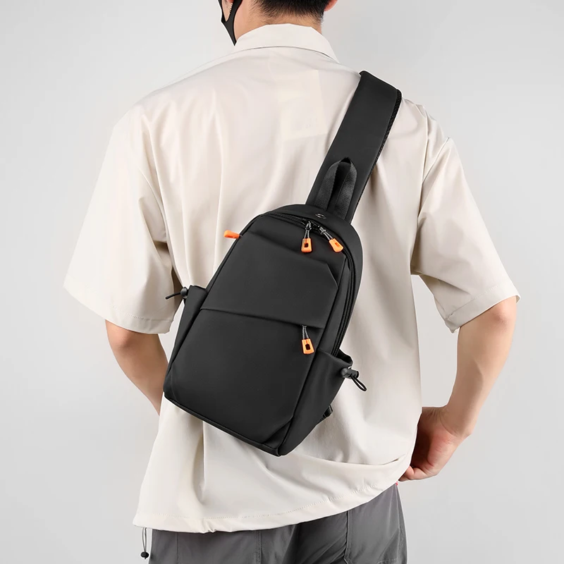 Men's crossbody bag - multifunctional chest bag with multiple zipper compartments, suitable for outdoor sports, cycling, and dai