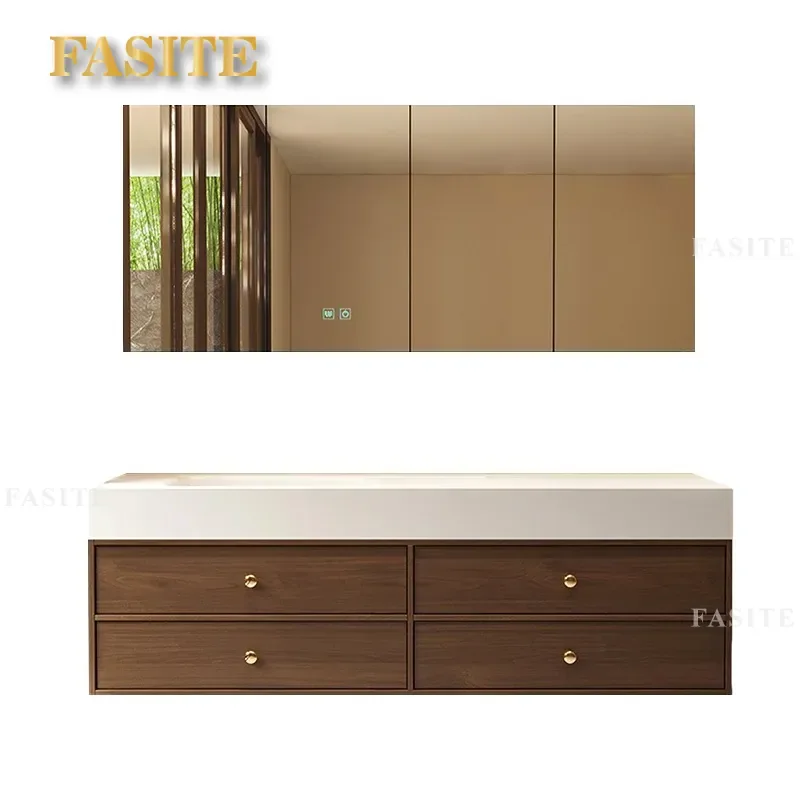 For Medieval Style Rock Slab Hot Curved Bathroom Cabinet Laundry Cabinet Integrated Washbasin Toilet Washstand
