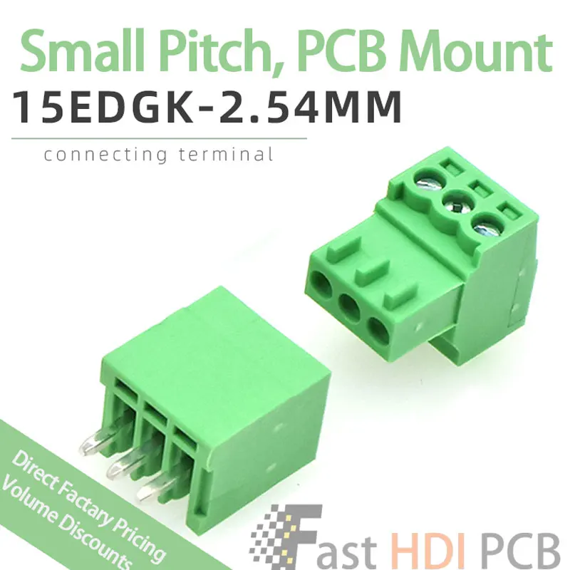 2EDGK2.5 2.54mmピッチPCBコネクタ - ストレートピン オス/メス プラグインキット ROHS準拠 (JM15EDGKモデル)