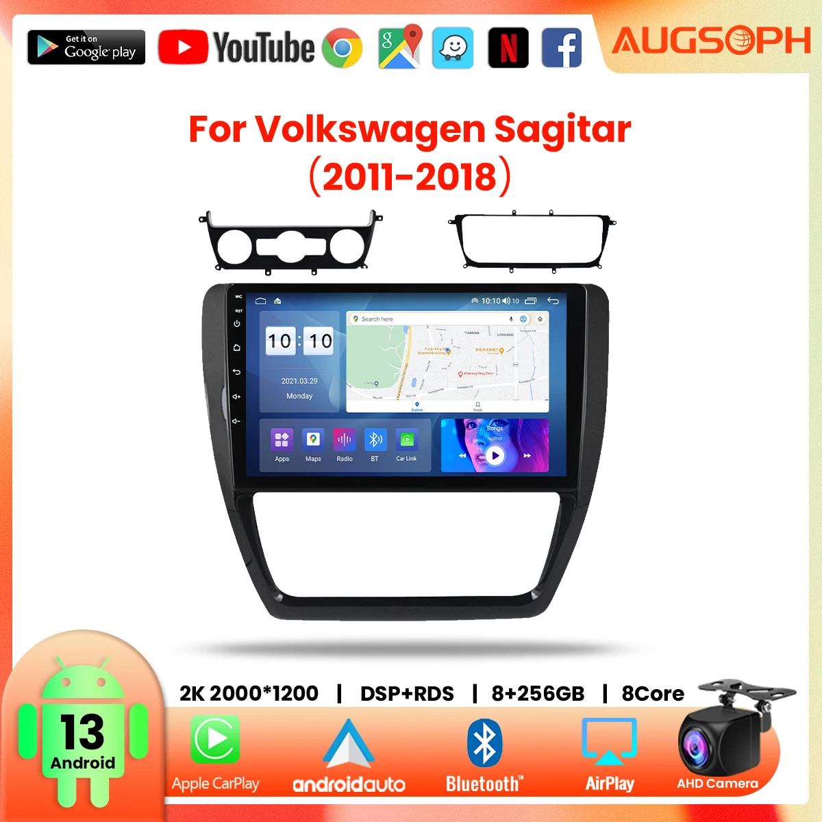 

Android 13 Car Radio for Volkswagen Sagiatr 2012-2016, 10inch Multimedia Player with 4G WiFi Car Carplay & 2Din GPS Navigation