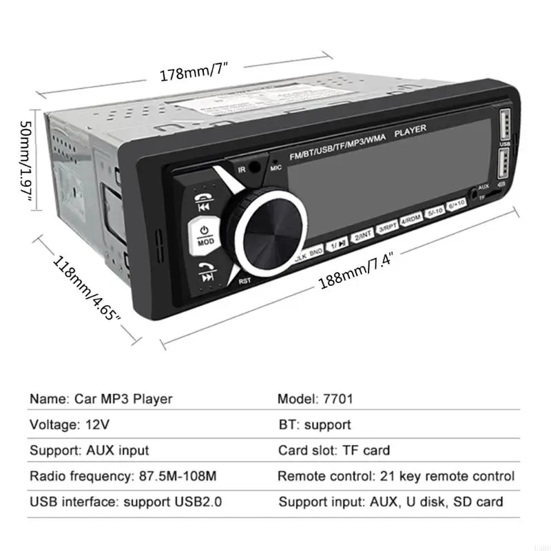 D5BE auto rádio 1 DIN stereo FM MP3 audiosplayer mobil precházíte digitální USBSD