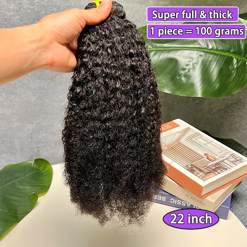 Imagen 2 del producto Extensiones de cabello humano rizado Afro 4C, extensiones de cabello ondulado, Color negro Natural, cabello virgen crudo sin procesar para mujeres