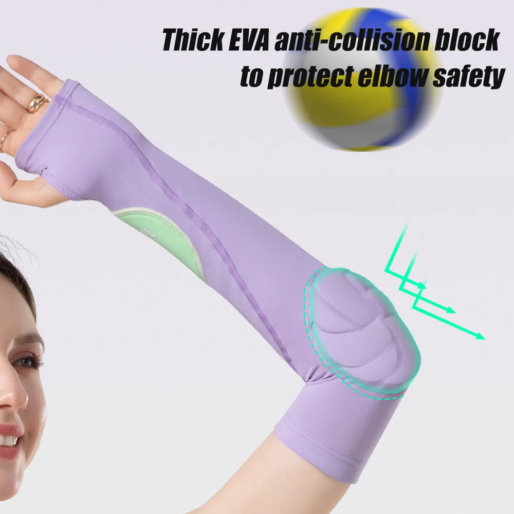 1 Pair Arm Sleeves Volleyball, Passing Hitting Forearm Sleeves with Protection Arm Pads and Thumb Hole