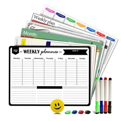 A3 Magnetic Weekly & Monthly Planner Whiteboard Fridge Magnet Flexible Daily Message Drawing Refrigerator Bulletin White Board