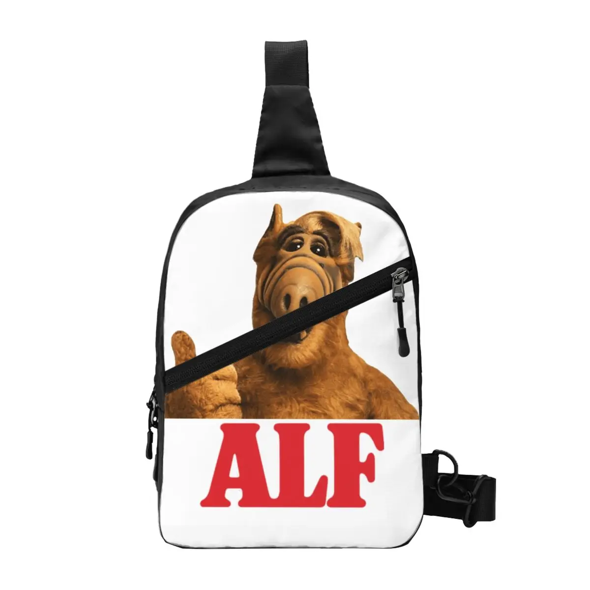 Cool Alf Thumbs Up Crossbody Sling Backpack Men Alien Life Form Sci Fi Tv Show Shoulder Chest Bag for Camping Biking