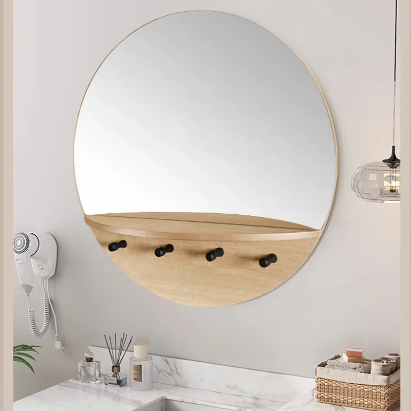 Small Furniture For Newborn Pictures, Wall-mounted Circular Mirror, Round Vintage Mirror, Wooden Cosmetic Mirror For Entrance