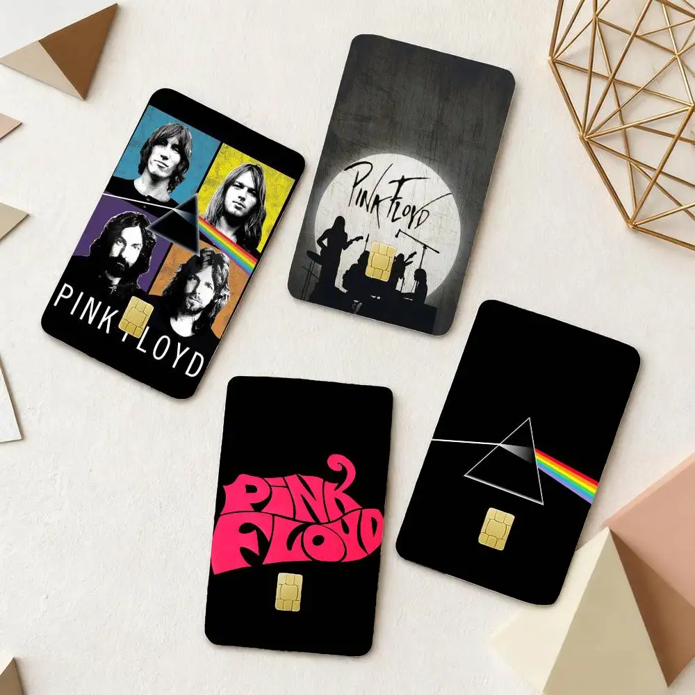 Band P-Pink HOT Floyd 4pcs 1Set Laser Holographic Sticker Skin Cover for Credit Bank Debit Card