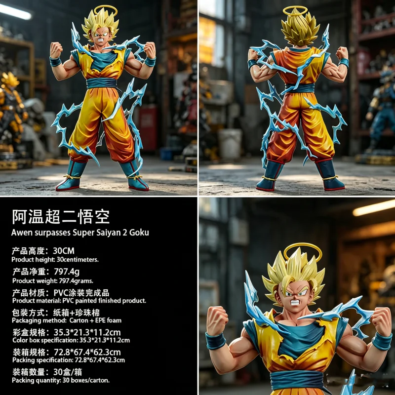 Dragon Ball Z Goku Super Saiyan 2 PVC-Figur Anime Actionfigur PVC-Modell Statue Desktop-Ornament Deko Sammlerstücke Geschenke
