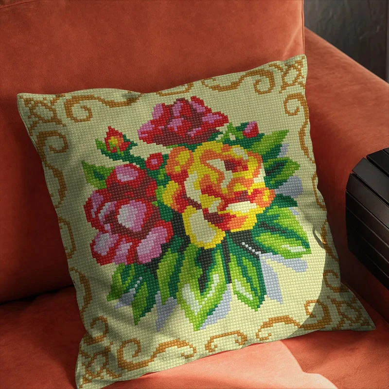 

DIY Cross Stitch pillow 6CT Embroidery Kits Craft Needlework Set Flower Thread Printed Canvas Home decor Tapered embroidery kit