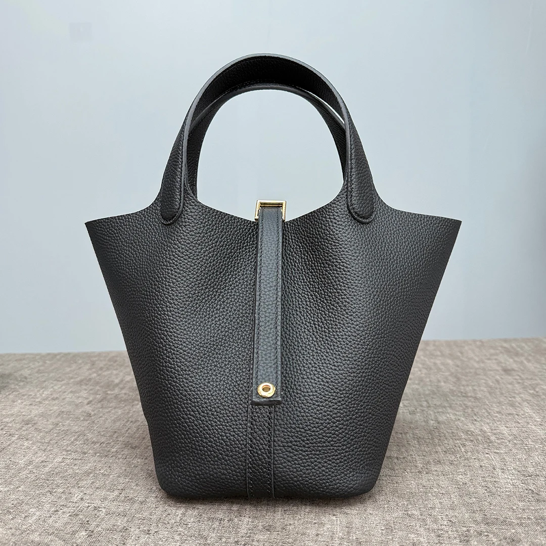 Damen Tasche Echtes Leder Oberer Griff Tragetasche Große Kapazität 3 Größen Hand Schulter Designerstil Eimerform Strukturiert Minimalistisch Tägliche Verwendung Büro Einkauf Eimerform Strukturiert Minimalistisch – Detail 14