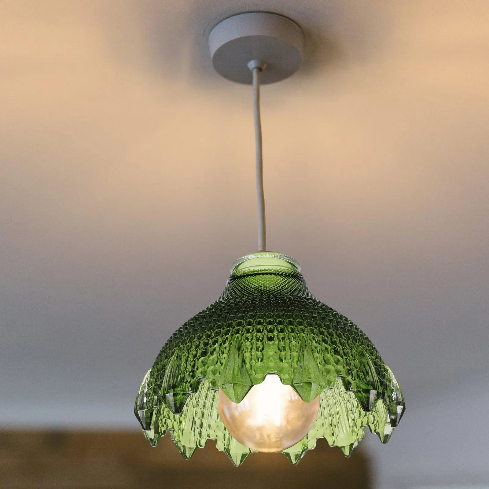 Small Pendant Glass Lamp Shade Vintage Japanese Style Dining Room Decor E27 Light Shade Easy Install Anti-Loosening