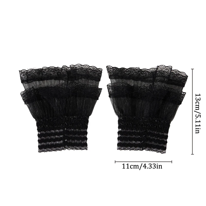 Punho de renda de camada dupla para foto manicure, manga chifre, unhas mostrando e posando, foto decorativa, suporte de fundo diy, 1 par
