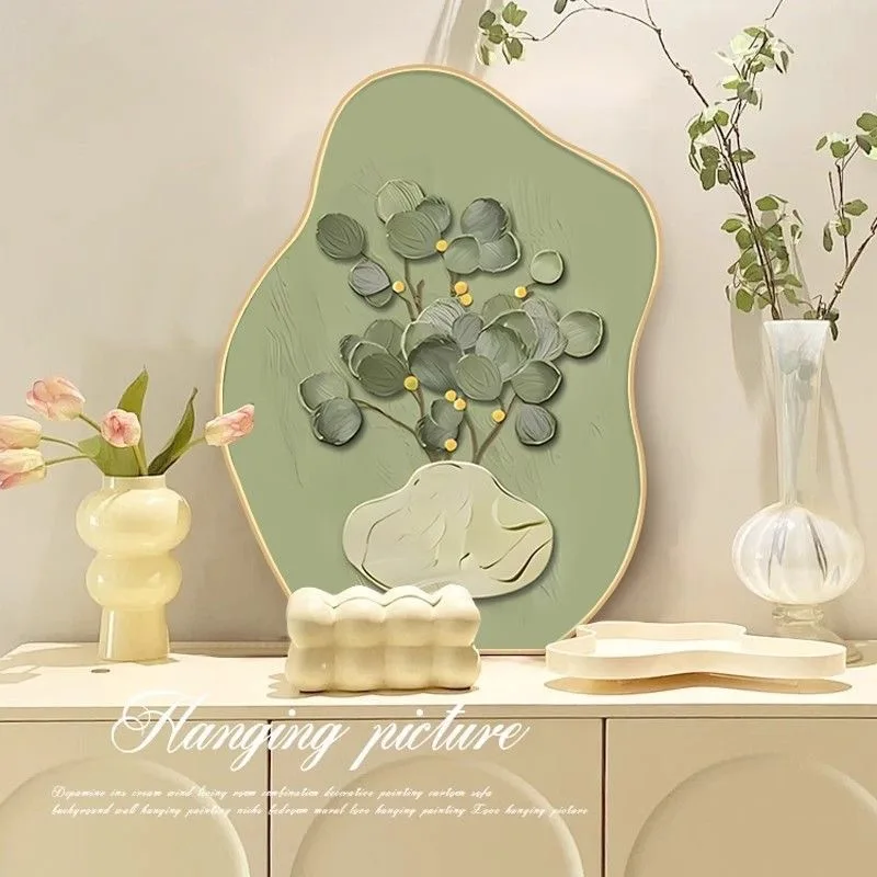10-inch, 10x25cm French-style Cream Tulip Pearl Flower Decorative Painting. Wall Decoration Piece for Bedside Table