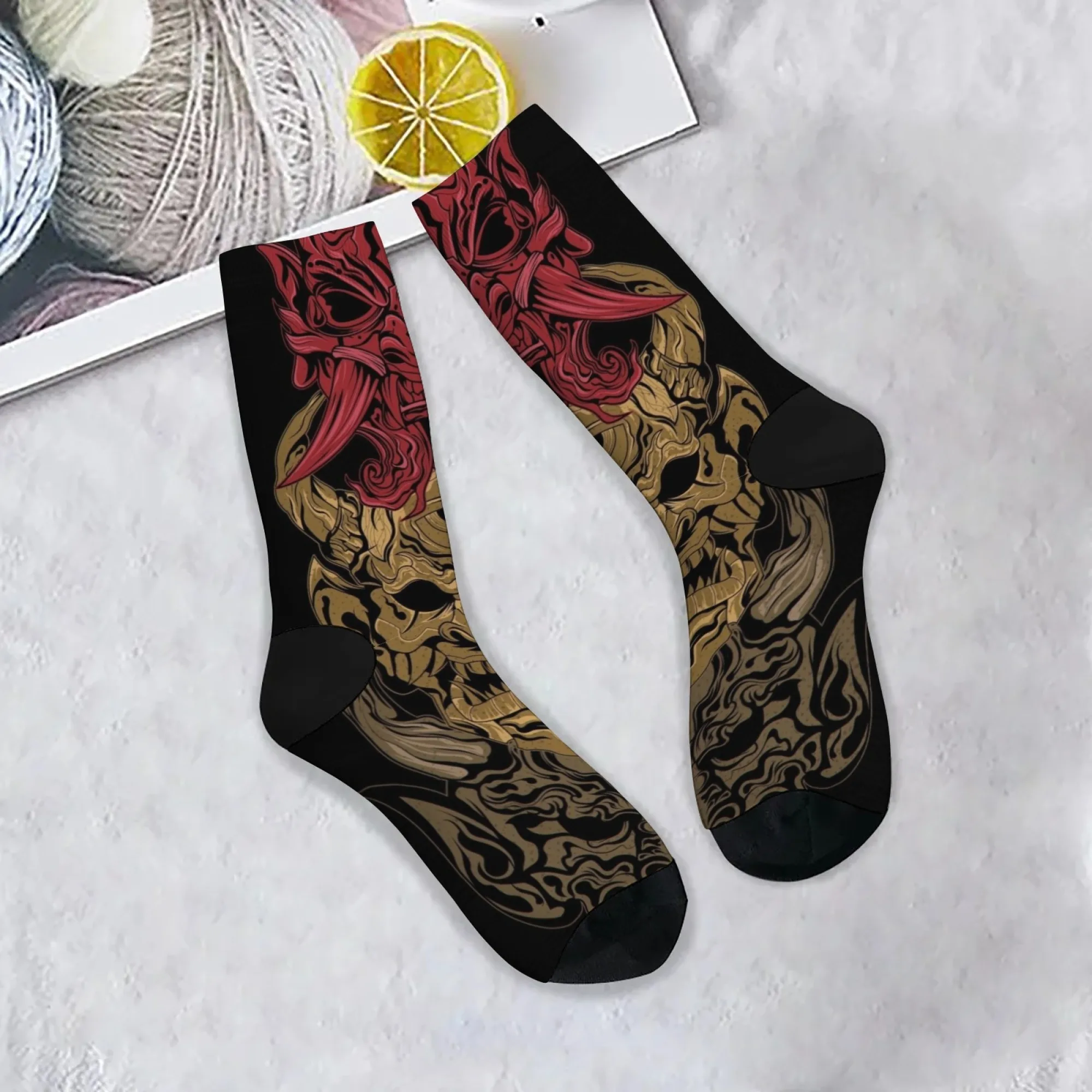 Lässige Socken mit japanischem Maskenmotiv, Neuheit, Harajuku, Straße, Hip-Hop, Crew-Socken, bequem, atmungsaktiv, rutschfest, Herrensocken, lustiges Geschenk