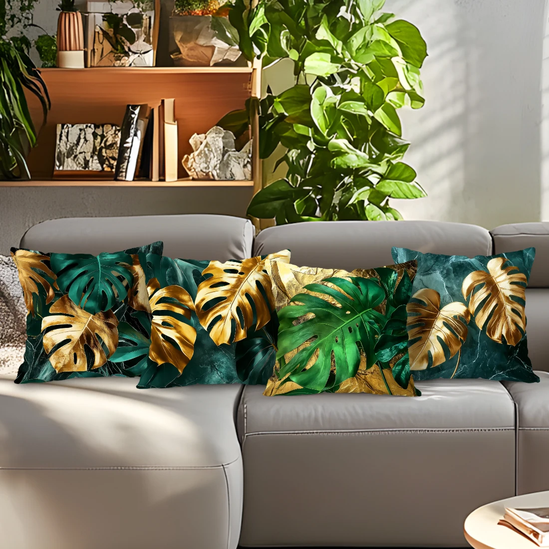 Marble green leaves Cushions Pillowcase Polyester Cushion Cover Throw Pillow Sofa Decoration Pillowcover Home Car Decor