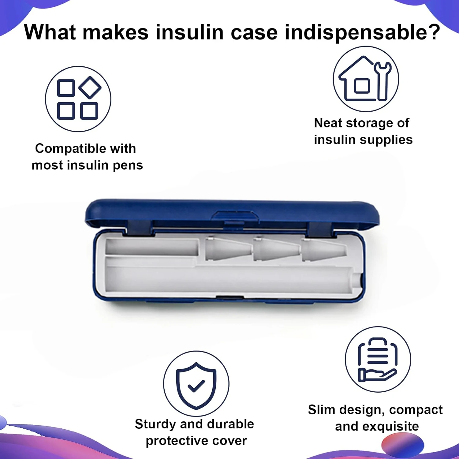 Blue 4/2-Pack Set Portable Insulin Storage Cases Compatible with Most Insulin Pens